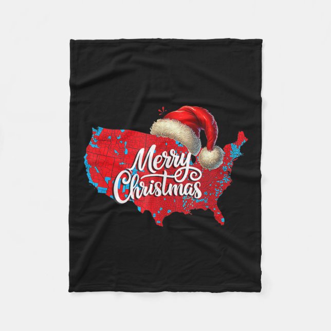 Couverture Polaire Carte électorale Trump Joyeux Noël Père Noël H (Devant)