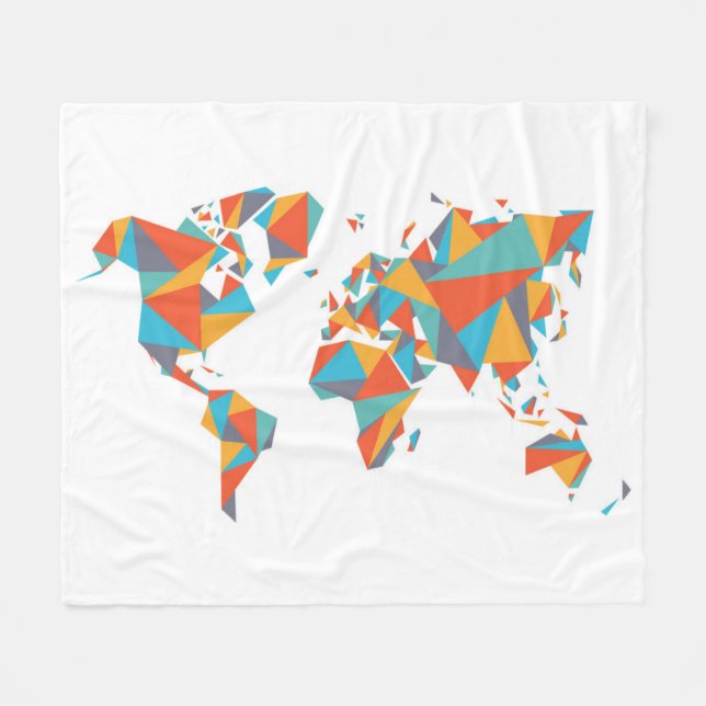Couverture Polaire Carte géométrique abstraite du monde (Devant (Horizontal))