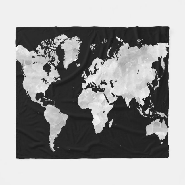 Couverture Polaire Carte grise noire du monde de la conception 70 (Devant (Horizontal))