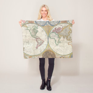 COUVERTURE POLAIRE CARTE MONDIALE VINTAGE