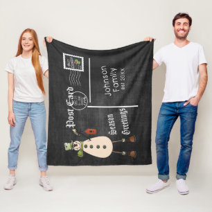 Couverture Polaire Carte postale Chalkboard avec Snowman rustique
