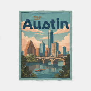 Couverture Polaire Carte postale de la skyline rivière d'Austin Texas
