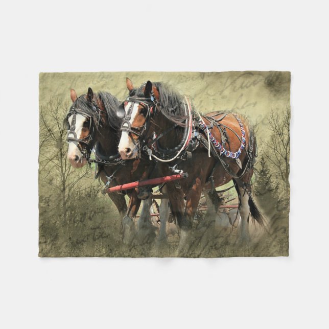 Couverture Polaire Carte postale Patiné vintage Clydesdale (Devant (Horizontal))