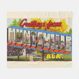 Couverture Polaire Carte postale Vintage Grande lettre de Huntsville 