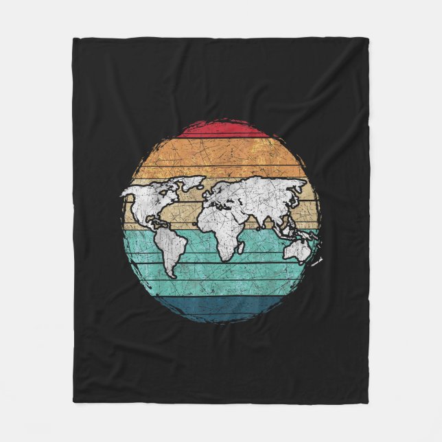 Couverture Polaire Carte Retro World (Devant)