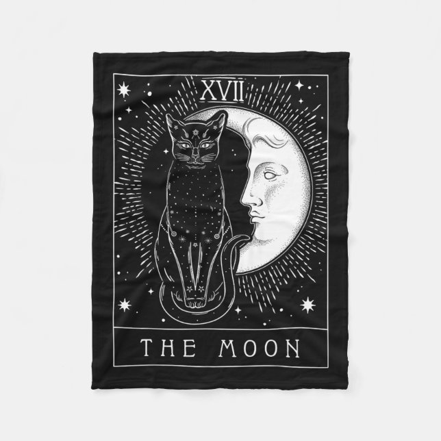 Couverture Polaire Carte Tarot Crescent Moon Et Cat Graphique (Devant)