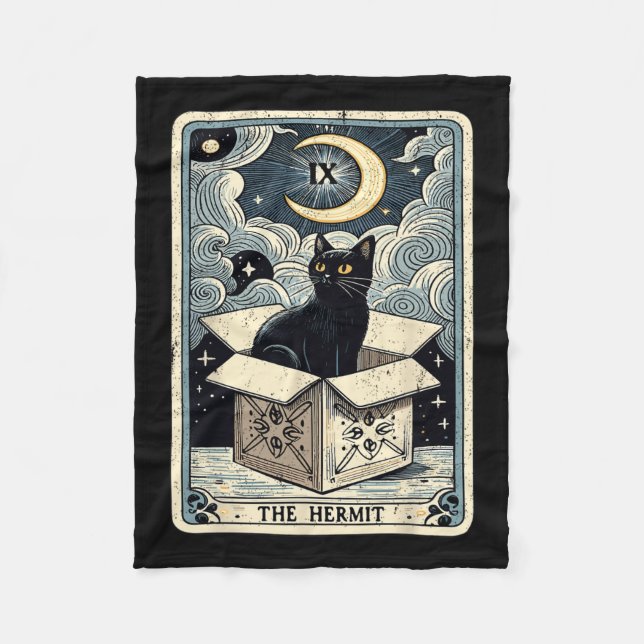 Couverture Polaire Carte Tarot Hermite Chat En Boîte Mystic Funny Cha (Devant)