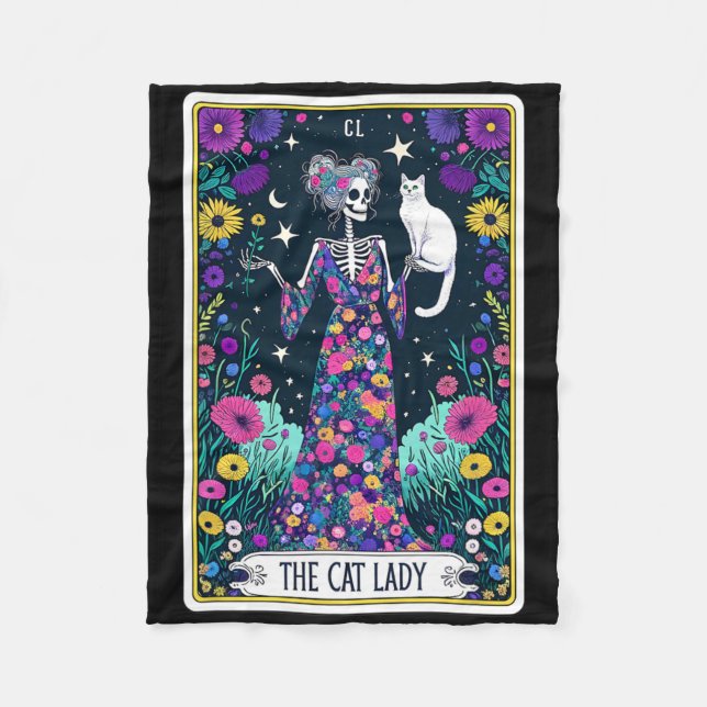 Couverture Polaire Carte Tarot Lady Chat Skeleton Mothers Day Chat L (Devant)