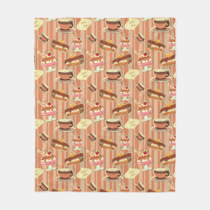 Couverture Polaire Carte vintage avec un dessert de fraise