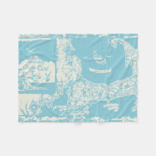 Couverture Polaire Carte vintage de Cape Cod
