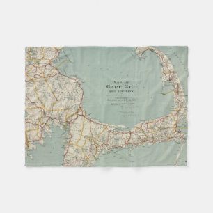 Couverture Polaire Carte vintage de Cape Cod (1917)