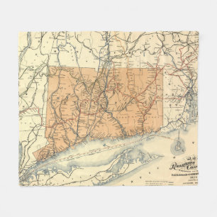 Couverture Polaire Carte vintage de chemin de fer du Connecticut
