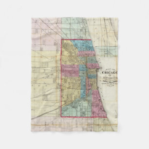 Couverture Polaire Carte vintage de Chicago (1869)