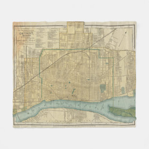 Couverture Polaire Carte vintage de Detroit Michigan (1895)