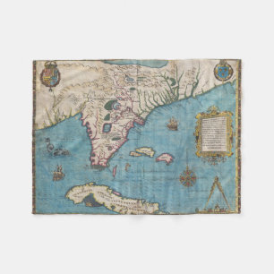 Couverture Polaire Carte vintage de Floride (1591)