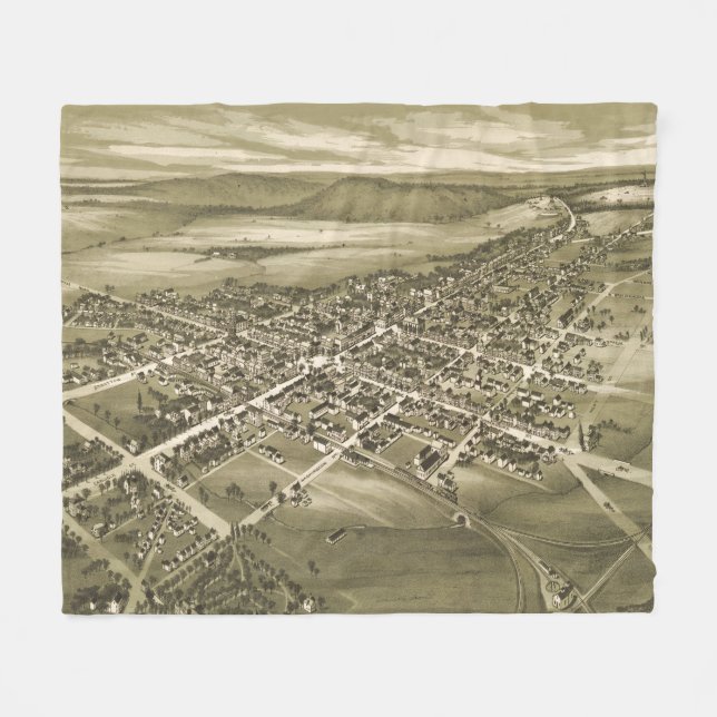 Couverture Polaire Carte vintage de Gettysburg PA (1888) (Devant (Horizontal))