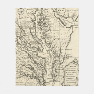 Couverture Polaire Carte vintage de la baie de chesapeake (1752)