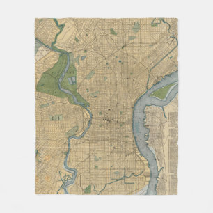 Couverture Polaire Carte vintage de la PA de Philadelphie (1895)
