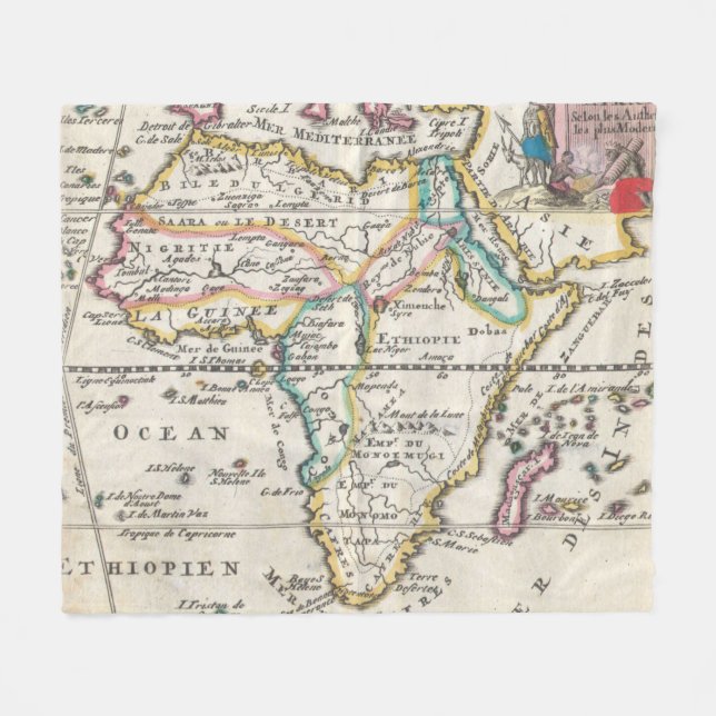 Couverture Polaire Carte vintage de l'Afrique (1710) (Devant (Horizontal))