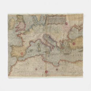 Couverture Polaire Carte vintage de l'Europe et du méditerranéen