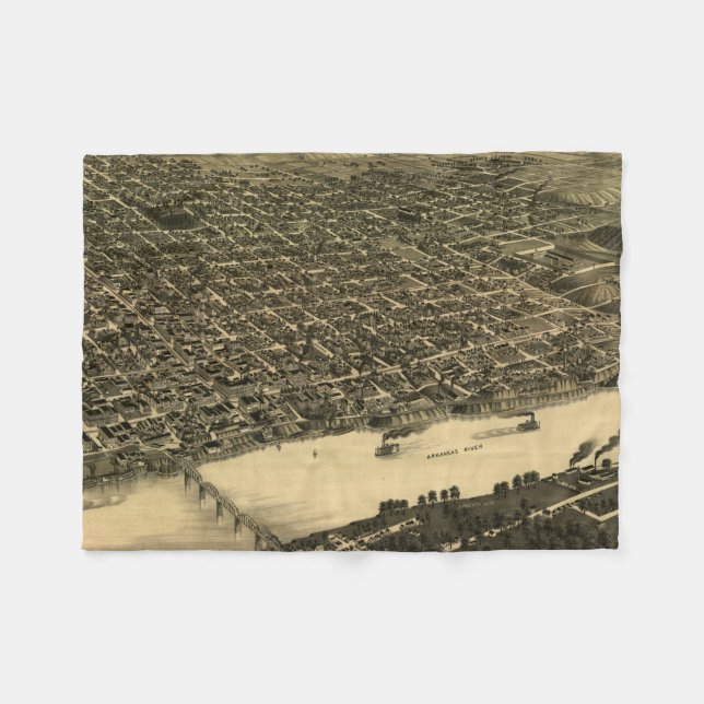 Couverture Polaire Carte vintage de Little Rock (1887) (Devant (Horizontal))