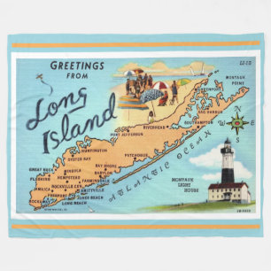 Couverture Polaire Carte vintage de Long Island