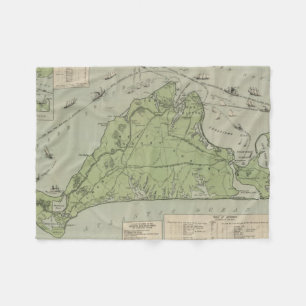 Couverture Polaire Carte vintage de Marthas Vineyard (1913)