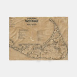 Couverture Polaire Carte vintage de Nantucket (1869)