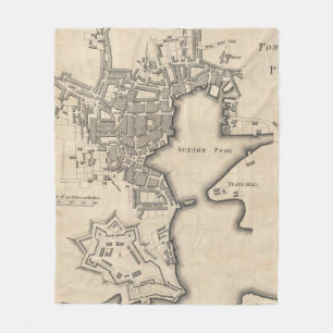 Couverture Polaire Carte vintage de Plymouth Angleterre (1765)