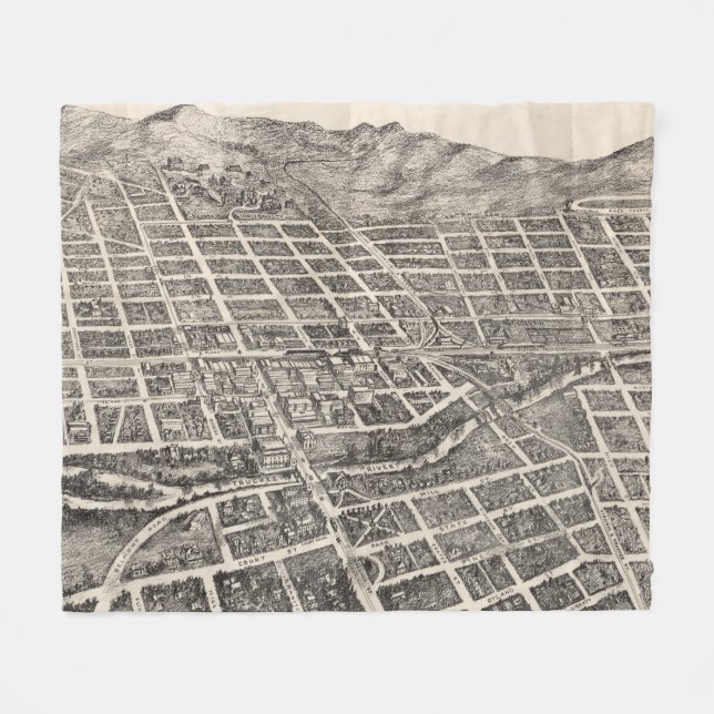 Couverture Polaire Carte vintage de Reno Nevada (1907) (Devant (Horizontal))