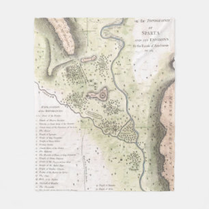 Couverture Polaire Carte vintage de Sparte Grèce (1783)