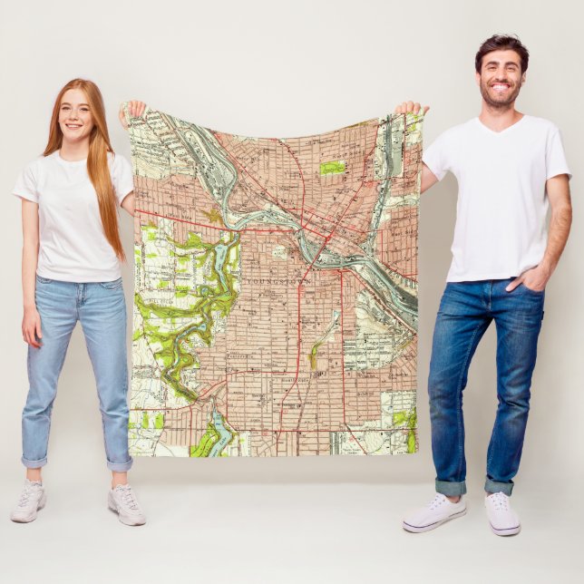 Couverture Polaire Carte vintage de Youngstown Ohio (1951) (En situation)