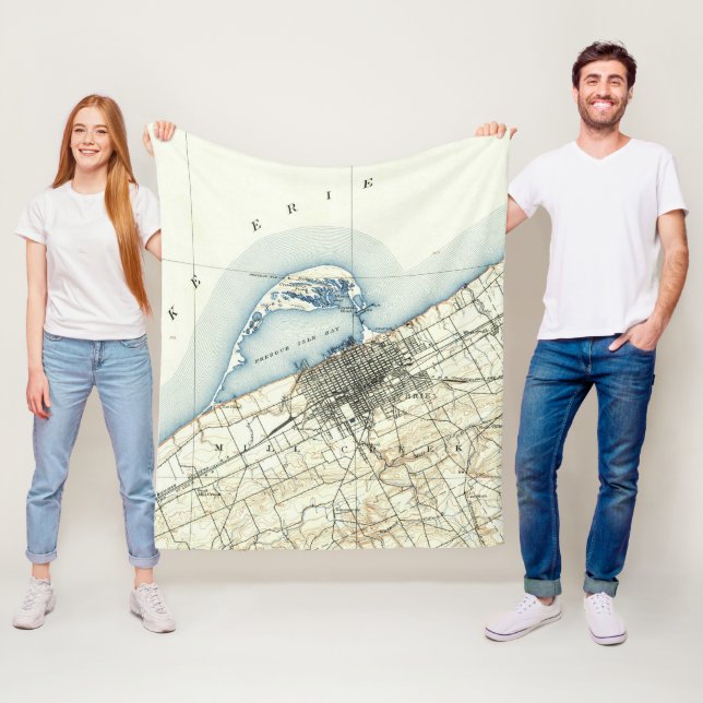 Couverture Polaire Carte vintage d'Erie Pennsylvanie (1899) (En situation)