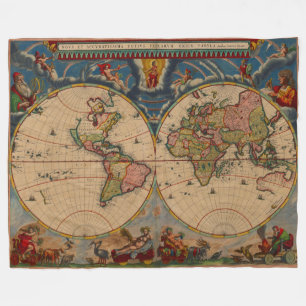 Couverture Polaire Carte Visuelle Vibrant Vibrant Vieux Monde Vintage