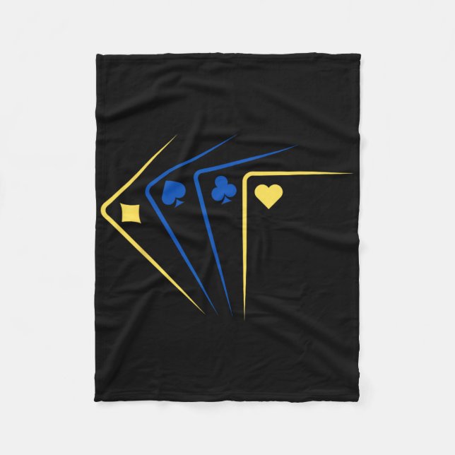 Couverture Polaire Cartes à jouer ukrainiennes As Drapeau Solidarité  (Devant)