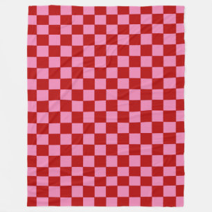 Couverture Polaire Cartes de poker rouge À damiers et rose chaud