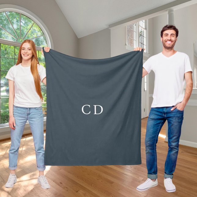 Couverture Polaire Cartes initiales monogrammées gris charbon moderne (Créateur téléchargé)