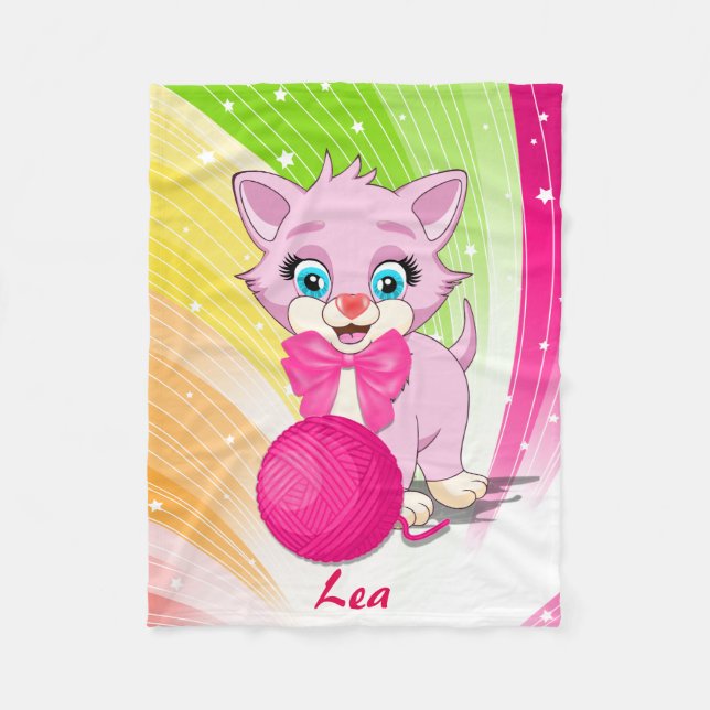Couverture Polaire Carton Cutie Rose Kitten (Devant)