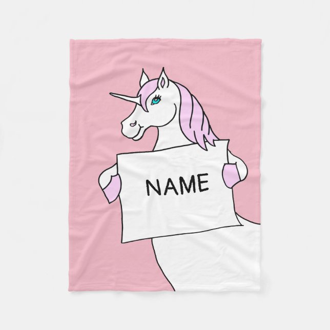 Couverture Polaire Carton mignon Unicorne avec signe (Devant)