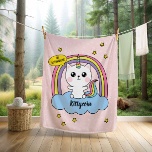 Couverture Polaire Carton rose Caticorn Cute Kawaii
