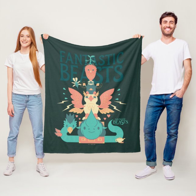 Couverture Polaire Cartoon Fantastic Beasts Emerge From Suitcase (En situation)