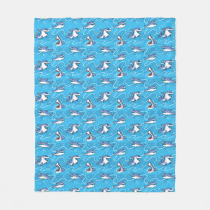 Couverture Polaire Cartoon Great White Sharks