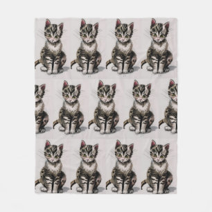 Couverture Polaire Cartoon kitten rayé kitty voices gris