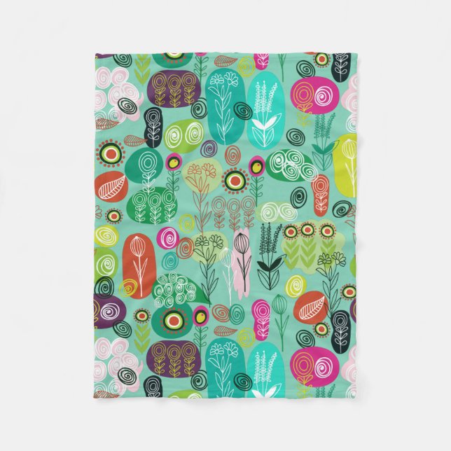 Couverture Polaire Cartoon rétro couleur mignon motif floral (Devant)