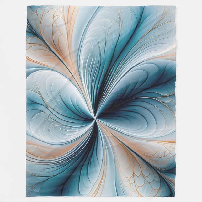 Couverture Polaire Cascade Florale - Douce Abstraction Bleu Turquoise (Devant)