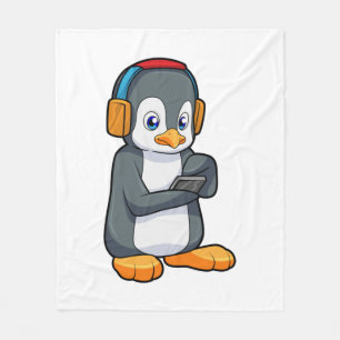 Couverture Polaire Casque de musique Penguin