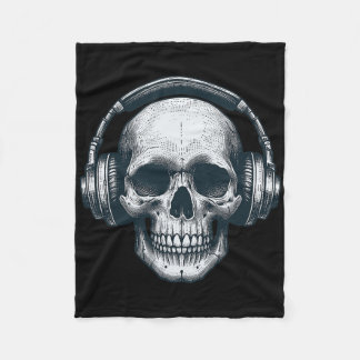 Couverture Polaire Casque Skeleton Dj Éffrayant Musicien Crâne Hallo