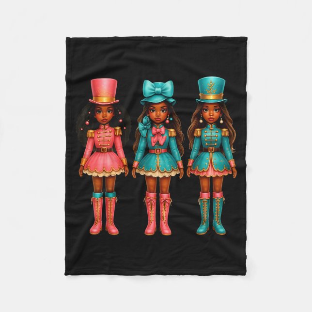 Couverture Polaire Casse-Noisette Fille Noire Western Noël Rose Nutcr (Devant)