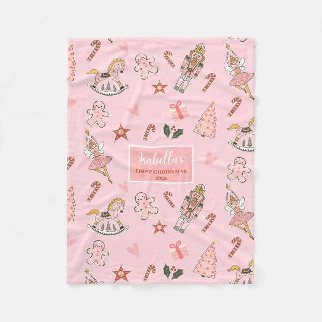 Couverture Polaire Casse-Noisette pour le Premier Noël de Bébé (Devant)