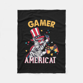 Couverture Polaire Cat Americat 4 juillet Américain Gamer
